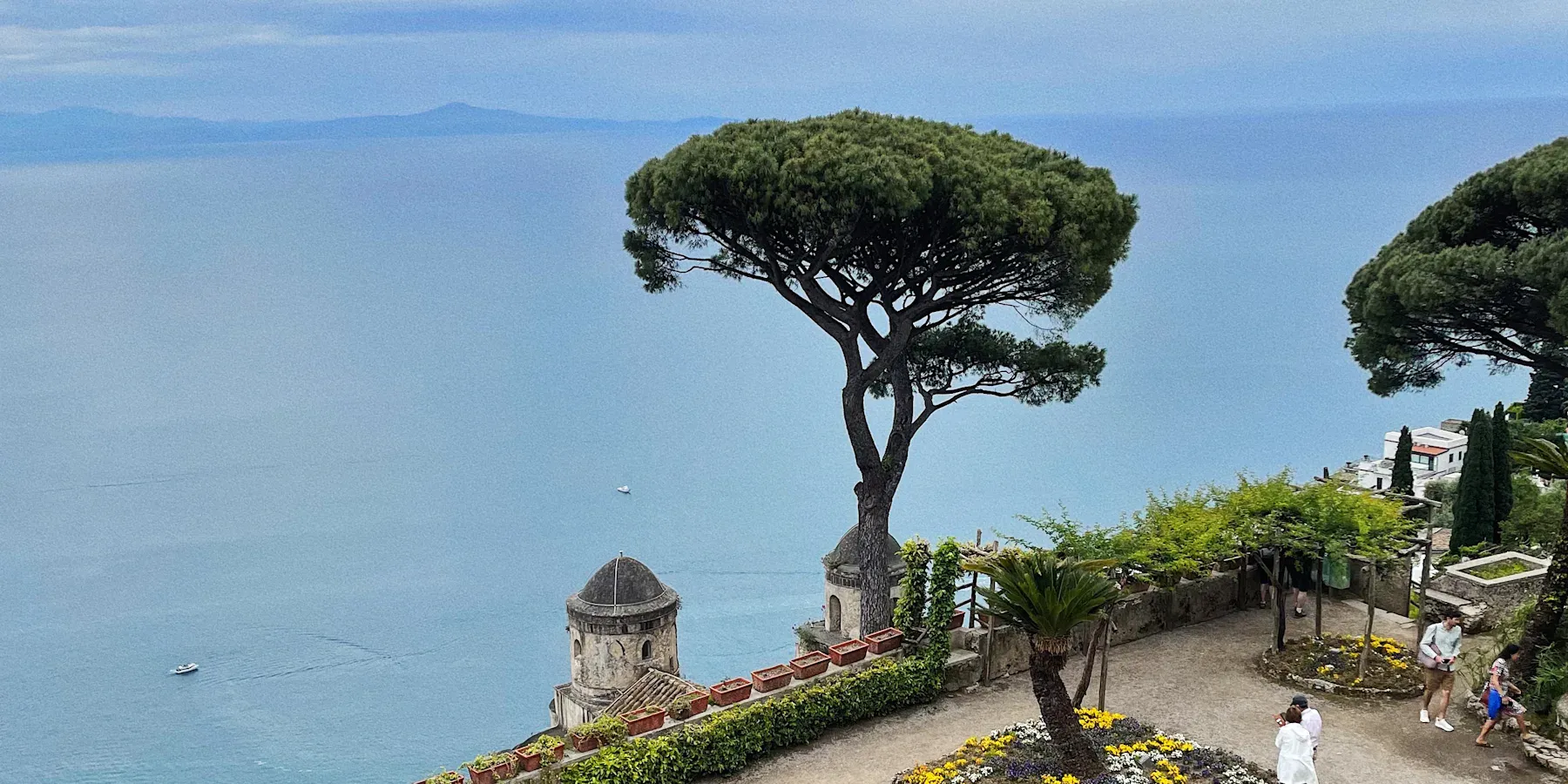 The gardens of Villa Rufolo above the sea in Ravello