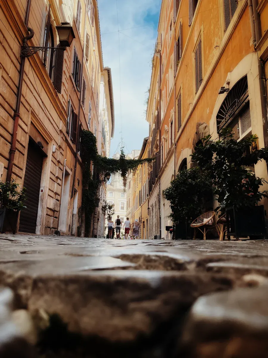 A cobbled street in Rome’s historic centre